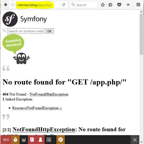 No route found for GET app.php