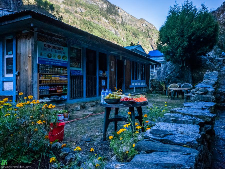 Fruit and vegetable that villagers put on the small table in front of their house for sale