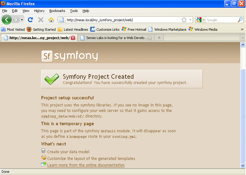 បង្កើត Symfony Project ទីមួយ របស់អ្នក